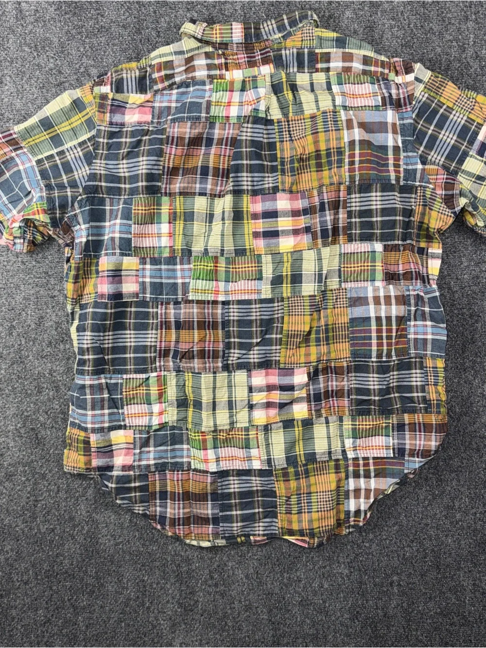 Ralph Lauren Shirt Mens XL Multicolor Patchwork Madras Short Sleeve Button Front